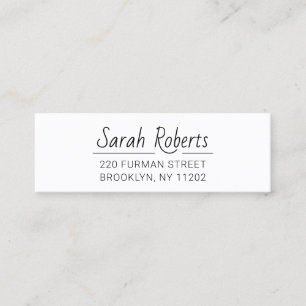 Minitarjeta De Visita Simple Typography Address 03. Letra de guión .