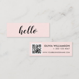 Minitarjeta De Visita Simple y moderno Rubor Rosa Hola código QR