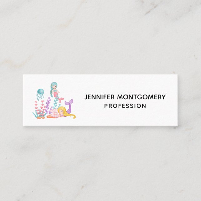 Minitarjeta De Visita Sirenas y medusas bajo la acuarela del mar Mini (Anverso)