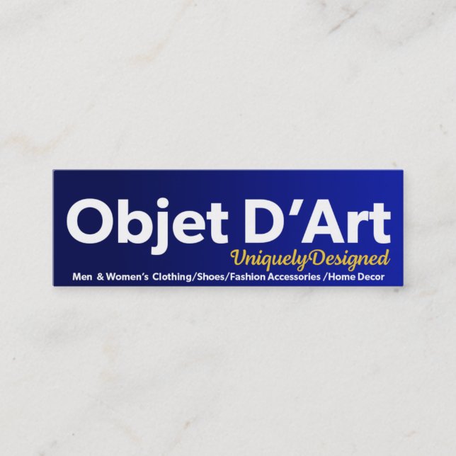 Minitarjeta De Visita Sitio Web de Objet D'Art (Anverso)