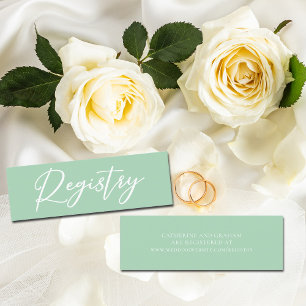 Minitarjeta De Visita Sitio web del Registro de Bodas blancos verdes de