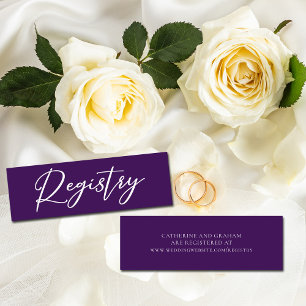 Minitarjeta De Visita Sitio web del Registro Real de Bodas Blancos Púrpu