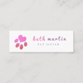 Minitarjeta De Visita Sitter Mascota del corazón rosado