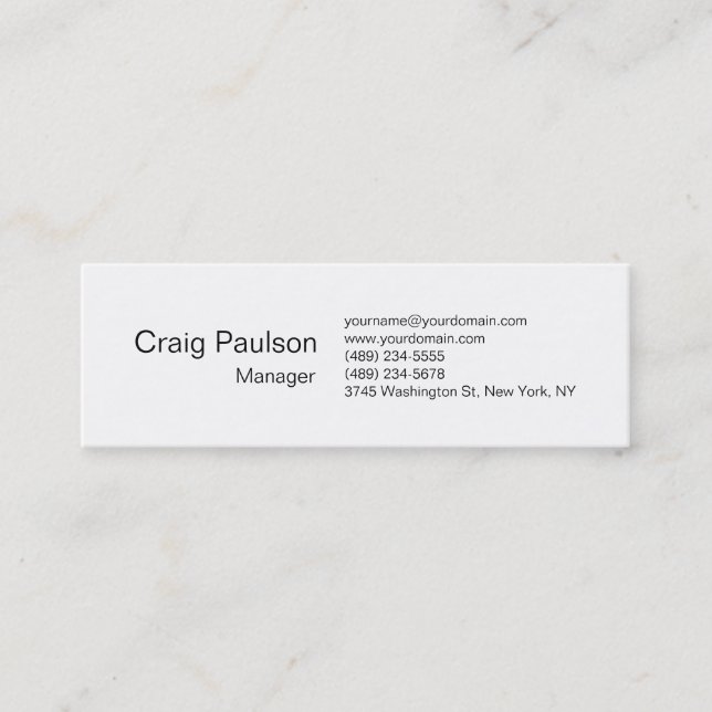 Minitarjeta De Visita Skinny Black White Atractive Business Card (Anverso)