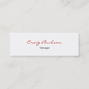 Minitarjeta De Visita Skinny Elegant Script White Red Business Card