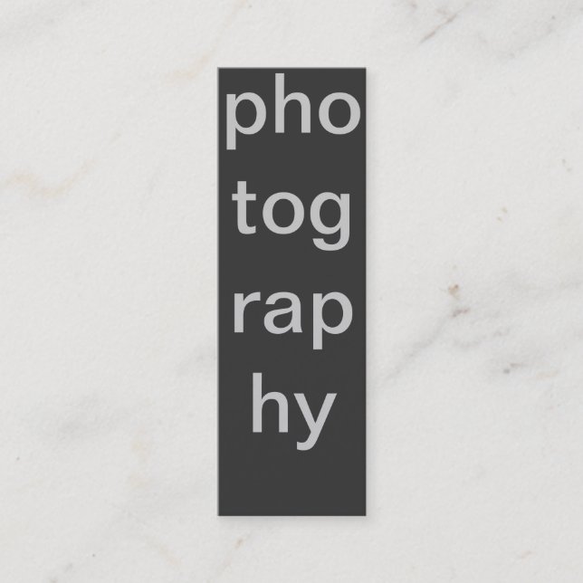 Minitarjeta De Visita Skinny Gray Photography Business Card (Anverso)