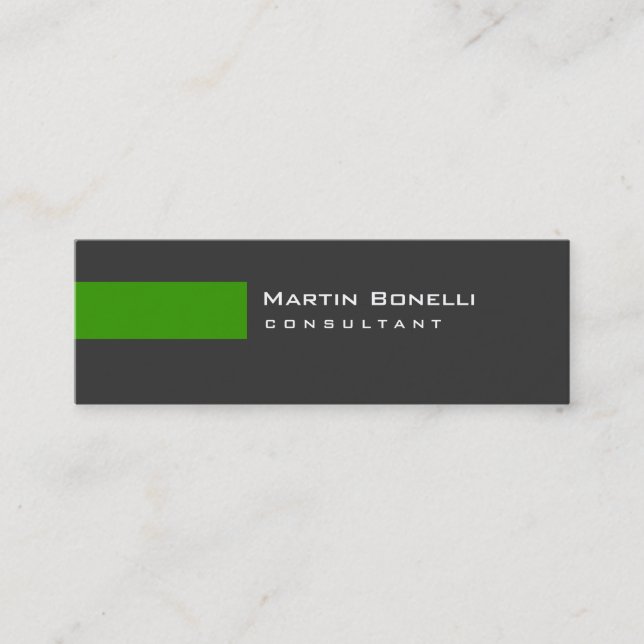 Minitarjeta De Visita Skinny Moderno Gray Green Simple Business Card (Anverso)