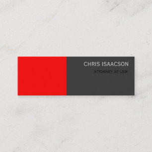 Minitarjeta De Visita Skinny Moderno Red Gray Simple Plain Business Card