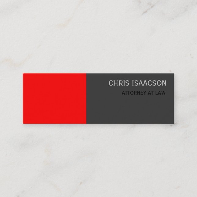 Minitarjeta De Visita Skinny Moderno Red Gray Simple Plain Business Card (Anverso)