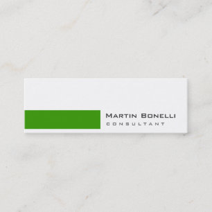 Minitarjeta De Visita Skinny Moderno White Green Simple Business Card