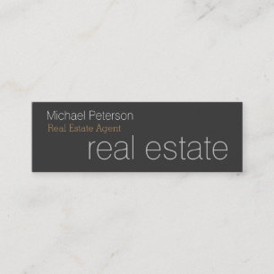 Minitarjeta De Visita Skinny Plain Gray Real Estate Agent Business Card