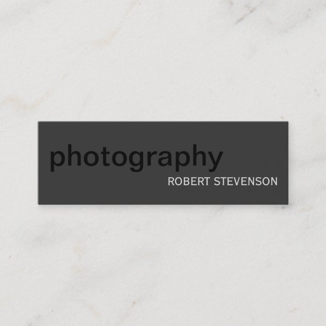 Minitarjeta De Visita Skinny Plain Photography Gray Black Business Card (Anverso)