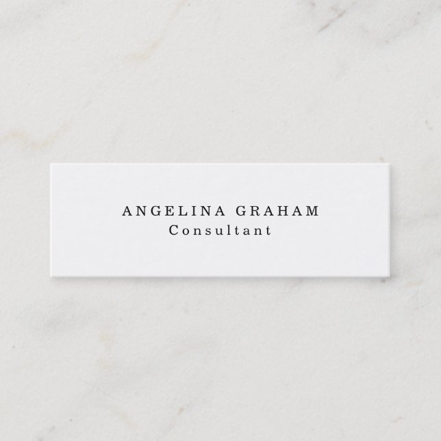 Minitarjeta De Visita Skinny Plain Trendy White Professional Creativo (Anverso)