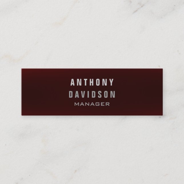 Minitarjeta De Visita Skinny Profesional Dark Red Manager Business Card (Anverso)