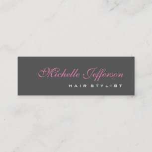 Minitarjeta De Visita Skinny Professional Script Gray Pink Business Card