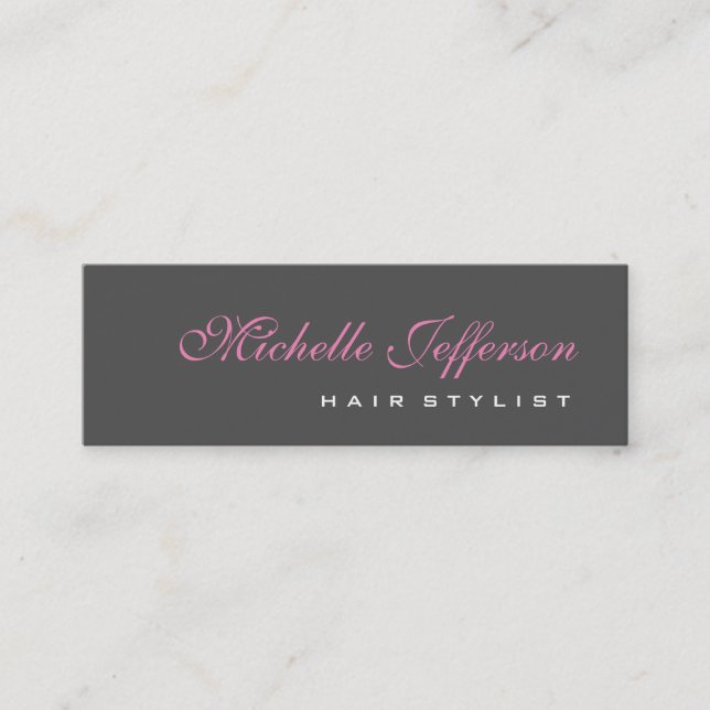 Minitarjeta De Visita Skinny Professional Script Gray Pink Business Card (Anverso)