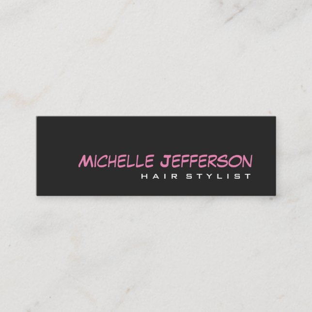 Minitarjeta De Visita Skinny Professional Script Gray Pink Business Card (Anverso)