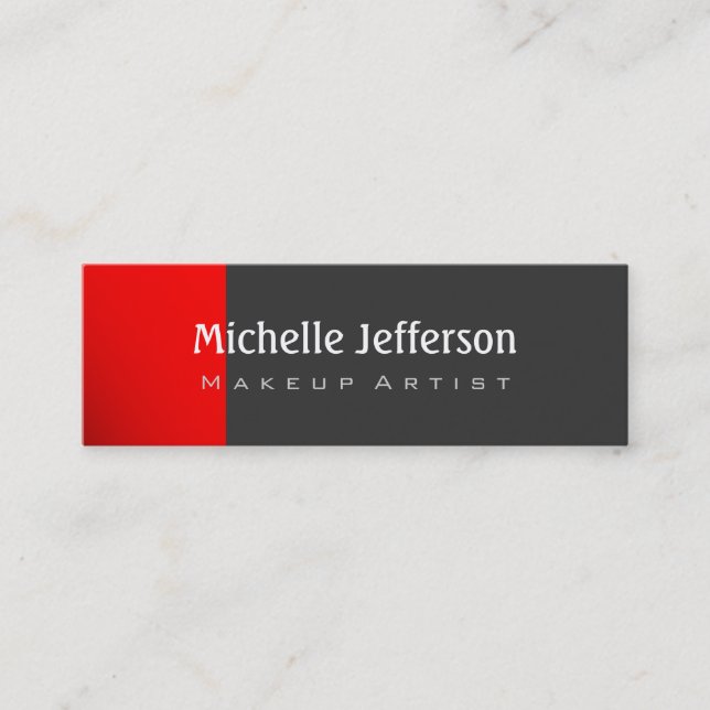 Minitarjeta De Visita Skinny Red Dark Gray Trendy Business Card (Anverso)