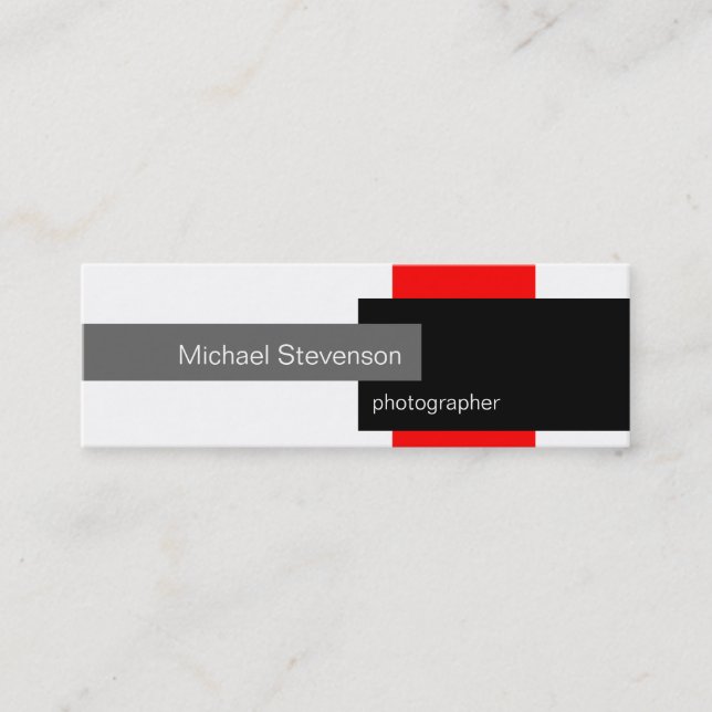 Minitarjeta De Visita Skinny Red Gray Black Business Card (Anverso)
