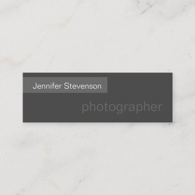 Minitarjeta De Visita Skinny Size Gray Trendy Photography Business Card (Anverso)