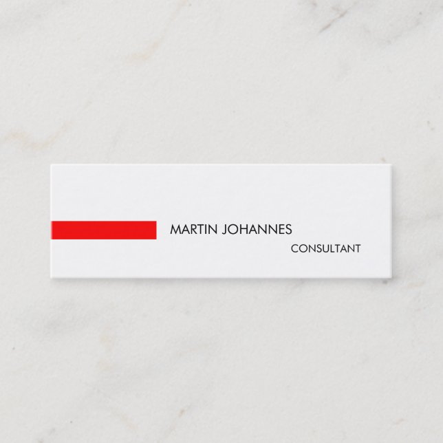 Minitarjeta De Visita Skinny Slim Stym Red Black White Business Card (Anverso)