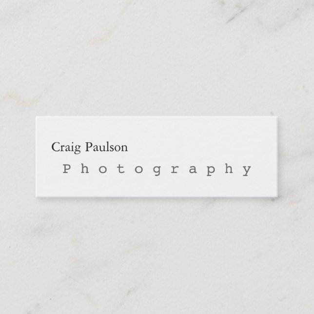 Minitarjeta De Visita Skinny Trendy Photography White Business Card (Anverso)