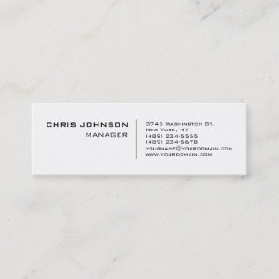 Minitarjeta De Visita Skinny Trendy White Red Manager Business Card