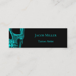 Minitarjeta De Visita Skull Gothic Oscuro Verde azulado Negro Macabre Ta