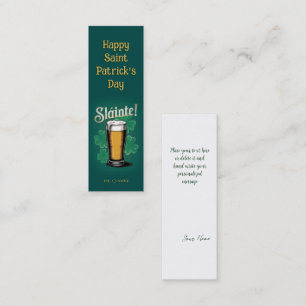 Minitarjeta De Visita ¡Slàinte! Pinta de cerveza del Día de San Patricio