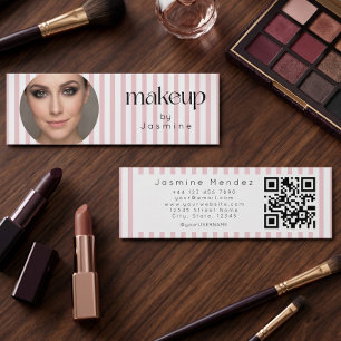 Minitarjeta De Visita Slim Stripes Beauty Professional MUA Foto Qr