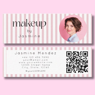 Minitarjeta De Visita Slim Stripes Beauty Professional MUA Foto Qr