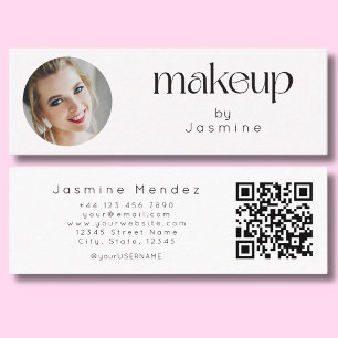 Minitarjeta De Visita Slim White Clean Beauty Professional MUA Foto Qr