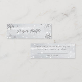 Minitarjeta De Visita Snowflakes Silver Gray Baby Shower Diaper Raffle