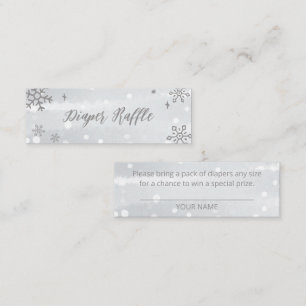 Minitarjeta De Visita Snowflakes Silver Gray Baby Shower Diaper Raffle