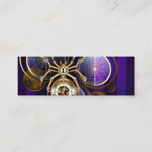 Minitarjeta De Visita Spider Steampunk sobre fondo morado (Anverso)