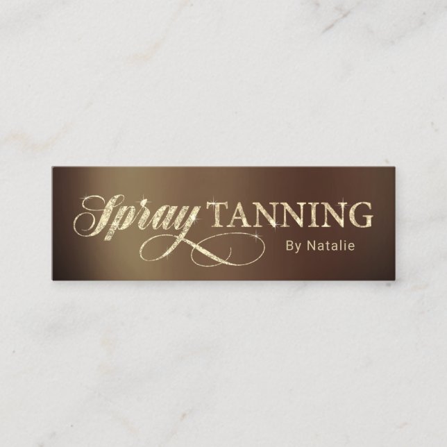 Minitarjeta De Visita Spray Tanning Elegant Gold & Tan (Anverso)
