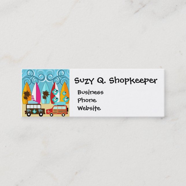 Minitarjeta De Visita Surfboards Beach Bum Surfing Hippie Vans (Anverso)