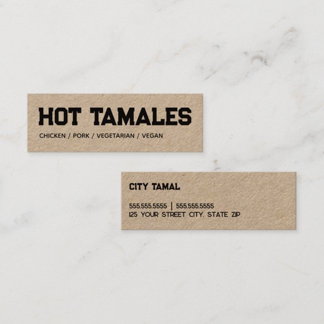 Minitarjeta De Visita Tamales Kraft mexicano (Anverso / Reverso)