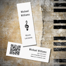 Minitarjeta De Visita Teacher de música código QR Simple Treble Clef