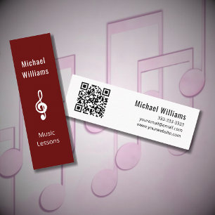 Minitarjeta De Visita Teacher de música código QR Simple Treble Clef
