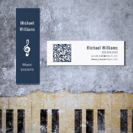 Minitarjeta De Visita Teacher de música código QR Treble Clef Blue
