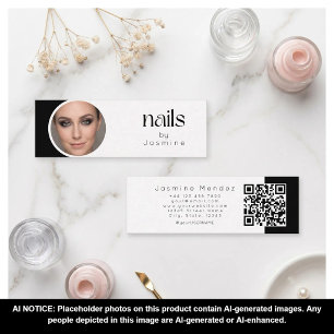 Minitarjeta De Visita Técnico De Uñas Foto En Blanco Y Negro Qr