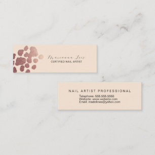 Minitarjeta De Visita Técnico de uñas Salon Artista Rosa Dorado