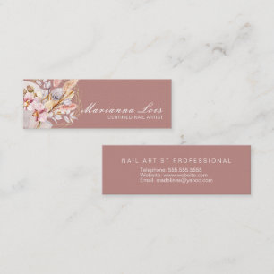 Minitarjeta De Visita Técnico de uñas Salón Gold Bohemian Flores