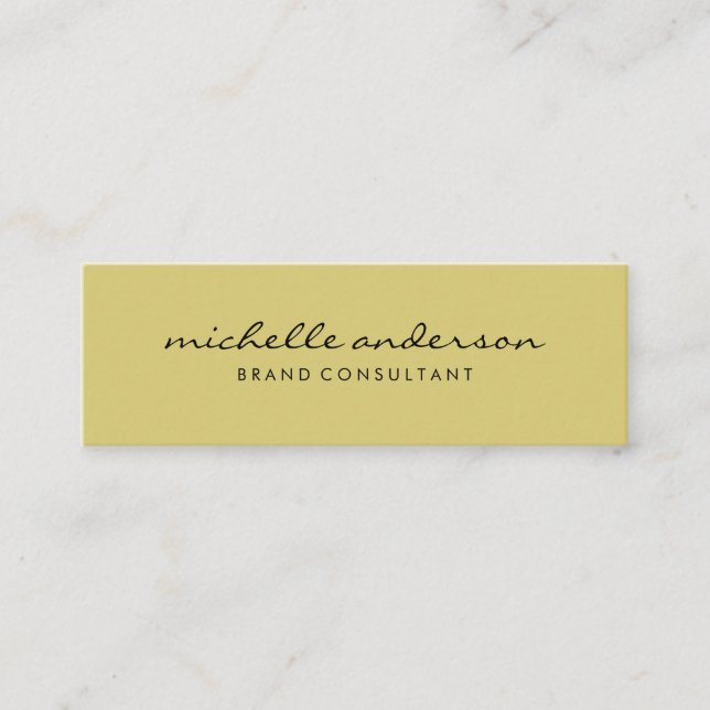 Minitarjeta De Visita Texto cursivo amarillo minimalista (Anverso)