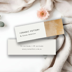 Minitarjeta De Visita Textura de pintura al óleo artesanal estilo Beige-