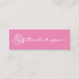 Minitarjeta De Visita Tipografía floral Simple Rosa Mínimo Gracias