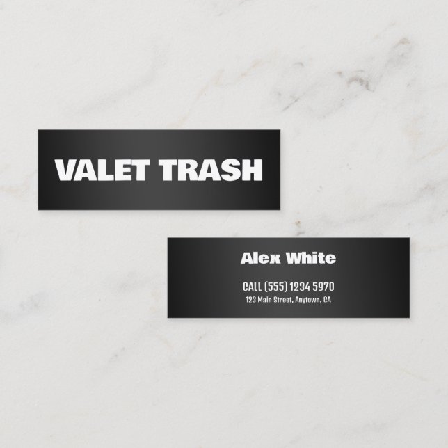 Minitarjeta De Visita Trash de Valet (Anverso / Reverso)
