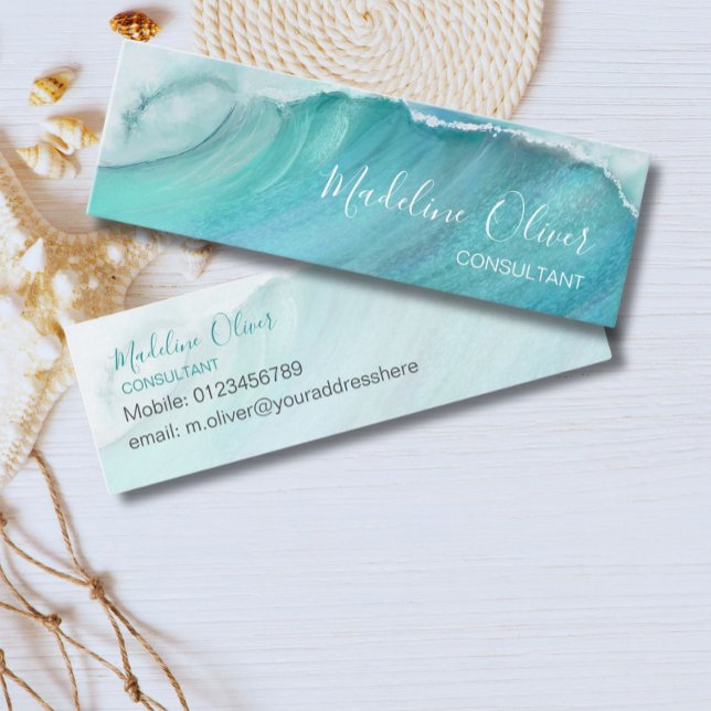 Minitarjeta De Visita Travel Ocean Waves Beach Sea Blue Modern (Subido por el creador)