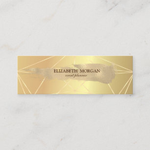 Minitarjeta De Visita Trazo de Pincel Brillante Dorado Moderno Elegante,